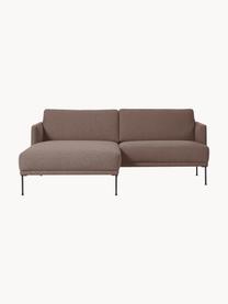 Sofa narożna Fluente, Tapicerka: 100% poliester Dzięki tka, Stelaż: lite drewno sosnowe z cer, Nogi: metal malowany proszkowo, Nugatowa tkanina, S 198 x G 152 cm, lewostronna