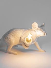 Mała lampa stołowa Mouse, Żywica syntetyczna, Biały, S 21 x W 8 cm