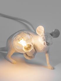 Mała lampa stołowa Mouse, Żywica syntetyczna, Biały, S 21 x W 8 cm