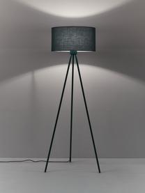 Tripod vloerlamp Cella met stoffen lampenkap, Lampenkap: katoenmix, Lampvoet: metaal, gepoedercoat, Groen, Ø 48 x H 158 cm