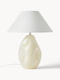 Lampada da tavolo in vetro opalino lilla Xilia, Paralume: tessuto, Bianco crema, bianco, Ø 40 x Alt. 18 cm