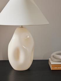 Lampe à poser en verre opalescent Xilia, Blanc crème, blanc, Ø 40 x haut. 18 cm