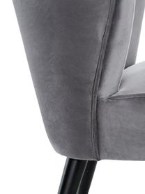 Fluwelen fauteuil Robine, Bekleding: fluweel (polyester), Poten: gelakt grenenhout, Grijs, B 63 x D 73 cm