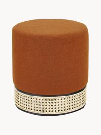 Pouf rond en cannage Mara, Tissu terre cuite, Ø 37 x haut. 39 cm