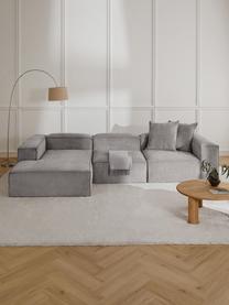 Canapé d'angle modulable en velours côtelé Lennon, Velours côtelé gris, larg. 327 x prof. 180 cm, méridienne à gauche