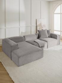 Modulares Ecksofa Lennon aus Cord, Bezug: Cord (92 % Polyester, 8 %, Gestell: Massives Kiefernholz, Spe, Füße: Kunststoff Dieses Produkt, Cord Grau, B 327 x T 180 cm, Eckteil links