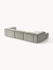 Modulares Ecksofa Lennon aus Cord, Bezug: Cord (92 % Polyester, 8 %, Gestell: Massives Kiefernholz, Spe, Füße: Kunststoff Dieses Produkt, Cord Grau, B 327 x T 180 cm, Eckteil links