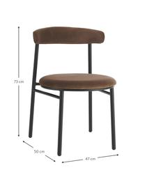 Fluwelen gestoffeerde stoelen Doggi in bruin, 2 stuks, Bekleding: 100% polyester, Frame: gecoat metaal, Fluweel bruin, B 47 x D 50 cm