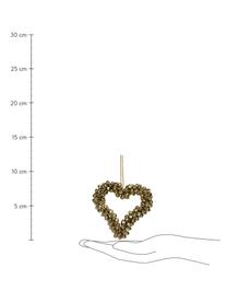 Adorno navideño con cascabeles Heart, Metal recubierto, Dorado, An 9 x Al 9 cm