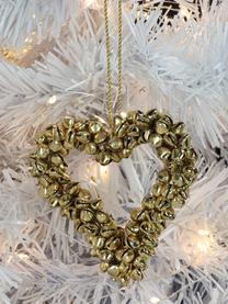 Adorno navideño con cascabeles Heart, Metal recubierto, Dorado, An 9 x Al 9 cm