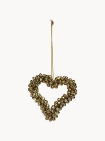 Kerstboomhanger Heart met belletjes, Gecoat metaal, Goudkleurig, B 9 x H 9 cm