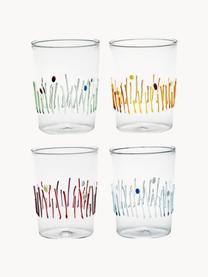 Sada ručně vyrobených sklenic na vodu Quatro, 4 díly, Borosilikátové sklo, Transparentní, více barev, Ø 8 cm, V 11 cm, 400 ml