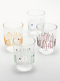 Vasos artesanales Quattro, 4 uds., Vidrio de borosilicato, Transparente, multicolor, Ø 8 x Al 11 cm, 400 ml