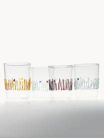 Handgemaakte waterglazen Quattro, set van 4, Borosilicaatglas, Transparant, meerkleurig, Ø 8 x H 11 cm, 400 ml