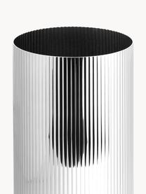 Edelstahl-Vase Bernadotte mit Rillenstruktur, H 26 cm, Edelstahl, poliert, Silberfarben, hochglanzpoliert, Ø 12 x H 26 cm