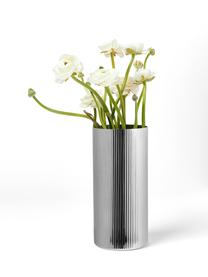 Vase en acier inoxydable strié Bernadotte, haut. 26 cm, Acier inoxydable, poli, Argenté, polissage haute brillance, Ø 12 x haut. 26 cm