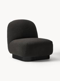 Bouclé cocktailfauteuil Elsie, Bekleding: bouclé (polyester) Met 10, Frame: multiplex, Poot: gecoat metaal, Bouclé zwart, zwart, B 77 x H 84 cm