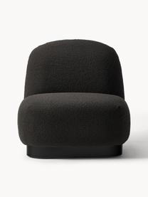 Bouclé cocktailfauteuil Elsie, Bekleding: bouclé (polyester) Met 10, Frame: multiplex, Poot: gecoat metaal, Bouclé zwart, zwart, B 77 x H 84 cm