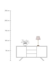 Grosse Tischlampe Edith aus Faltenstoff, Lampenschirm: Baumwolle, Offwhite, Messingfarben, Ø 20 x H 50 cm