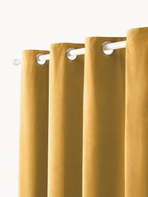 Cortinas oscurecedoras de terciopelo con ojales Rush, 2 uds., 100% poliéster (reciclado) con certificado GRS, Amarillo, An 135 x L 260 cm