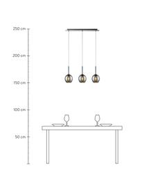 Hanglamp Monic van glas, Lampenkap: verchroomd glas, Baldakijn: verchroomd metaal, Frame: verchroomd metaal, Chroomkleurig, 65 x 15 cm