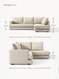 Ecksofa Tribeca, Bezug: 100 % Polyester Der hochw, Gestell: Massives Kiefernholz, FSC, Füße: Massives Buchenholz, lack, Webstoff Beige, B 274 x T 192 cm, Eckteil rechts