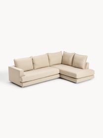 Sofa narożna Tribeca, Tapicerka: 100% poliester Dzięki tka, Stelaż: lite drewno sosnowe, Nogi: lite drewno sosnowe lakie, Beżowa tkanina, S 274 x G 192 cm, prawostronna