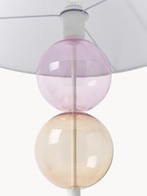 Stehlampe Aglaia mit Glaskugeln, Lampenschirm: Leinen (100 % Polyester), Weiss, Hellbraun, Rosa, H 155 cm