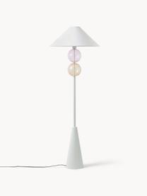 Lampada da terra con sfere di vetro Aglaia, Paralume: lino (100 % poliestere), Bianco, marrone chiaro, rosa, Ø 55 x Alt. 155 cm