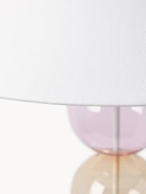 Lámpara de pie con esferas de vidrio Aglaia, Pantalla: lino (100% poliéster), Estructura: metal con pintura en polv, Cable: cubierto en tela, Blanco, marrón claro, rosa, Al 155 cm