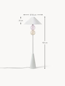 Vloerlamp Aglaia met glazen bollen, Lampenkap: linnen (100% polyester), Wit, lichtbruin, roze, H 155cm