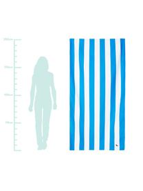 Telo mare in microfibra Cabana, asciugatura rapida, Microfibra (80% poliestere, 20% poliammide), Blu, bianco, Larg. 90 x Lung. 200 cm