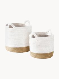 Panier de rangement Salle, 2 élém., 60 % coton, 40 % jute, Blanc, beige, Lot de différentes tailles