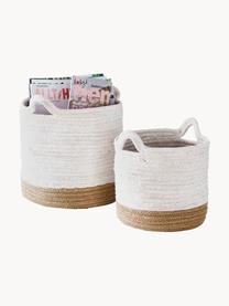 Panier de rangement Salle, 2 élém., 60 % coton, 40 % jute, Blanc, beige, Lot de différentes tailles