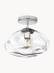 Deckenleuchte Amora, Lampenschirm: Glas, Baldachin: Metall, gebürstet, Transparent, Chromfarben, Ø 35 x H 28 cm