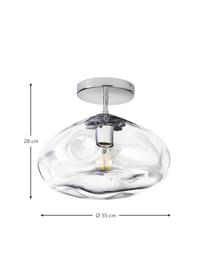 Deckenleuchte Amora, Lampenschirm: Glas, Baldachin: Metall, gebürstet, Transparent, Chromfarben, Ø 35 x H 28 cm