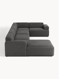 Sofa narożna XL Melva, Tapicerka: 100% poliester Dzięki tka, Stelaż: lite drewno sosnowe i świ, Nogi: tworzywo sztuczne Ten pro, Antracytowa tkanina, S 458 x G 220 cm, prawostronna