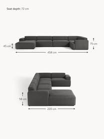 Sofa narożna XL Melva, Tapicerka: 100% poliester Dzięki tka, Stelaż: lite drewno sosnowe i świ, Nogi: tworzywo sztuczne Ten pro, Antracytowa tkanina, S 458 x G 220 cm, prawostronna