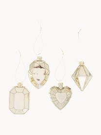 Adornos navideños Diamond, 12 uds., Vidrio pintado, Dorado, An 8 x Al 9 cm