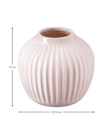 Kleine handgefertigte Design-Vase Hammershøi in Rosa, Porzellan, Rosa, Ø 14 x H 13 cm