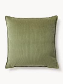 Coussin canapé en velours côtelé Lennon, Velours côtelé vert olive, larg. 70 x long. 70 cm