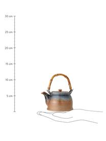 Handgemaakte porseleinentheepot Aura met theezeef en bamboe handgreep, 1 L, Pot: porselein, Beige- en blauwtinten, 1 L