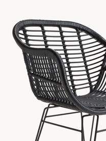 Polyrattan-Armlehnstühle Costa, 2 Stück, Sitzfläche: Polyethylen-Geflecht, Gestell: Metall, pulverbeschichtet, Schwarz, B 59 x T 58 cm