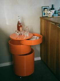 Runder Rollcontainer Barboy, Design Verner Panton, Korpus: Holz, lackiert, Griff: Metall, verchromt, Rollen: Kunststoff, Orange, glänzend, Ø 38 x H 73 cm