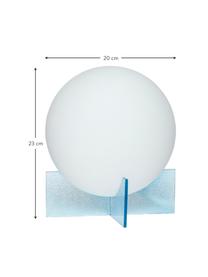 Malá kulatá stolní lampa Moon, Bílá, světle modrá, Ø 20 cm, V 23 cm