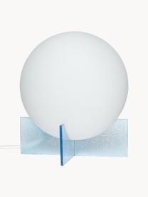 Petite lampe boule Moon, Blanc, bleu ciel, Ø 20 x haut. 23 cm