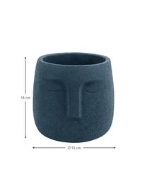 Kleine betonnen plantenbak Face in donkerblauw, Beton, Donkerblauw, Ø 12,5 x H 14 cm