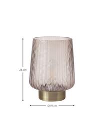 Kleine Mobile LED-Tischlampe Fancy Glamour mit Timerfunktion, Glas, Metall, Taupe, Goldfarben, Ø 19 x H 26 cm
