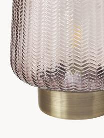 Kleine mobile LED-Tischlampe Fancy Glamour mit Timerfunktion, Glas, Metall, Taupe, Goldfarben, Ø 19 x H 26 cm