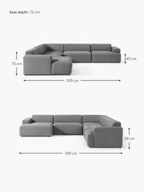Salon lounge Melva, Tissu gris foncé, larg. 339 x prof. 339 cm, dossier à droite